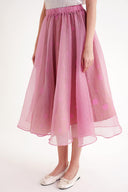 Pink Organza skirt with elastic waist 81205