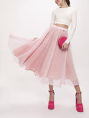Light Pink Organza skirt with elastic waist 81205