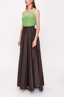 Brown Pleated maxi skirt 81206