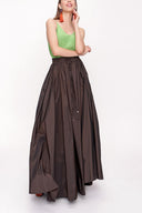 Brown Pleated maxi skirt 81206