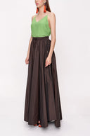 Brown Pleated maxi skirt 81206