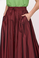 Burgundy Pleated maxi skirt 81206