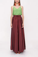 Burgundy Pleated maxi skirt 81206