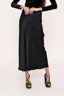 Black Elastic waist long skirt 81208