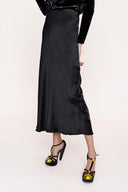 Black Elastic waist long skirt 81208