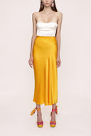 Mustard Elastic waist long skirt 81208