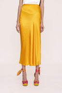Mustard Elastic waist long skirt 81208