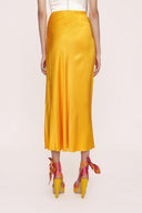 Mustard Elastic waist long skirt 81208