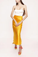 Mustard Elastic waist long skirt 81208