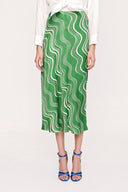 Green Elastic waist long skirt 81208