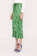 Green Elastic waist long skirt 81208