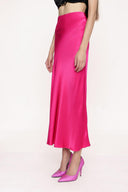 Fuchsia Elastic waist long skirt 81208