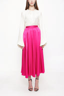 Fuchsia Elastic waist midi skirt 81209
