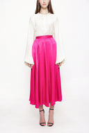 Fuchsia Elastic waist midi skirt 81209