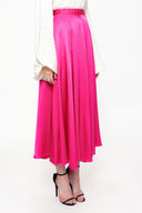Fuchsia Elastic waist midi skirt 81209