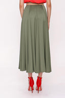 Khaki Elastic waist midi skirt 81209