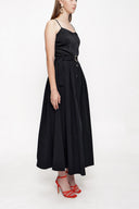 Black Elastic waist buttoned midi skirt 81211