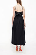 Black Elastic waist buttoned midi skirt 81211