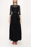 Black Pleated long dress 81212
