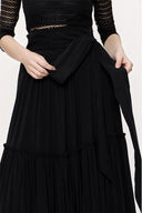 Black Pleated long dress 81212
