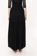 Black Pleated long dress 81212