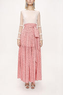 Pink Pleated long dress 81212