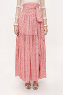 Pink Pleated long dress 81212