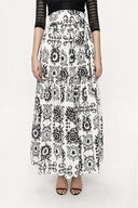 Black White Pleated long dress 81212