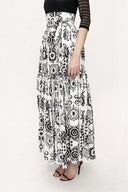 Black White Pleated long dress 81212