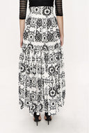 Black White Pleated long dress 81212