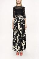 Black Beige Pleated long dress 81212