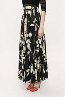 Black Beige Pleated long dress 81212