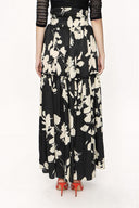 Black Beige Pleated long dress 81212