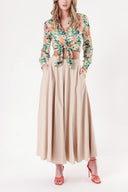 Beige Godet ​​high waist skirt 81214