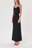 Black High waist skirt with accessories and zipper detail 81215