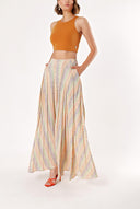 Beige Pleated long skirt 81198