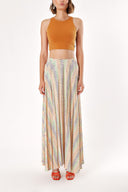 Beige Pleated long skirt 81198