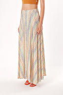 Beige Pleated long skirt 81198