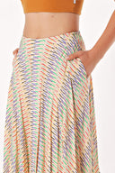 Beige Pleated long skirt 81198