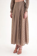 Khaki Pleated long skirt 81198