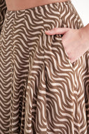 Khaki Pleated long skirt 81198