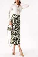 Green Long pencil skirt with zipper 81219