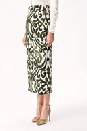 Green Long pencil skirt with zipper 81219