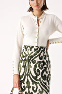 Green Long pencil skirt with zipper 81219