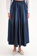 Navy Blue Gathered high waist zippered skirt 81221