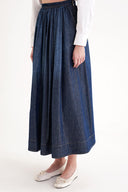 Navy Blue Gathered high waist zippered skirt 81221