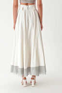 Ecru Zippered flowy skirt with metallic fabric garnish 81226