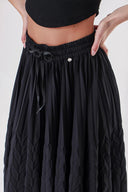 Black Pleated skirt with elastic waistband and cord 81227
