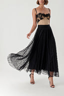 Black Pleated lace skirt 81238
