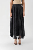 Black Pleated lace skirt 81238